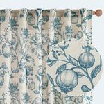 jinchan Linen Curtains Floral Curtains for Living Room 96 Inch Long Blue French Curtains Rod Pocket Light Filtering Toile Print Farmhouse Bedroom Curtains Window Curtain Set 2 Panels