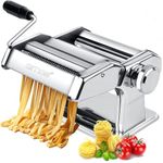 AMOS Heavy Duty Stainless Steel Pasta Maker - 3-in-1 Professional Machine for Fresh Lasagna, Spaghetti, Tagliatelle & More with Adjustable Thickness Settings