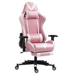 Mondschein Gaming Chair Office Chair with Massage Reclining Computer Chair with Footrest High Back Ergonomic Desk Chair Leather Racing Gamer Chair Adjustable Armrest Headrest (Pink)