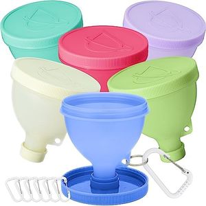 Hydra Cup ProStand [6 Pack] - Funnels w/Stand for Filling Water Bottles with Protein Powder, Supplement Container Set to Go or Kitchen Use, Keychain for Shaker Cup V2