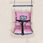 BOFFLE Cotton Swing for Kids 1-3 Years Baby Children Folding and Washable with Safety Belt, Indoor Outdoor Zula, Garden Jhula for Babies, Swing for Kids, oonjal, Swing for Baby Cradle (ullu)