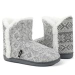 Zizor Ladies' Jenna Knit Slipper Boots with Memory Foam, Fur Lined Comfy House Shoes for Indoor Outdoor, Light Grey