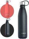 HYDRATE Super Insulated Stainless Steel Water Bottle - 500ml - Carbon Black - BPA Free, Vacuum Drinking Flask - 24 Hours Cold & 12 Hours Hot