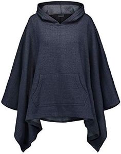 MV Sport Womens Sweatshirt Blanket Poncho Hoodie - Hooded Jersey Fleece Poncho - Pullover Ponchos for Women (One Size, Navy Heather)
