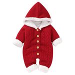 Haokaini Newborn Baby Hooded Knitted Romper Fleece Sweater Warmer Snowsuit Jumpsuit Coveralls Onepiece Infant Winter Outerwear for Boys Girls