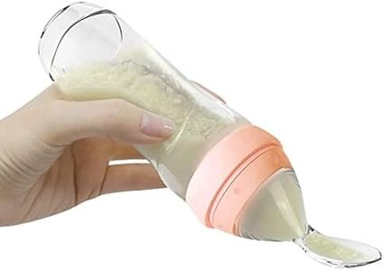 Haakaa Silicone Baby Food Dispensing Spoon Feeder 4oz - Infant Squeeze Cereal Feeder, Baby Fresh Food Feeder, Feed Bottle for Puree, Solid Baby Food, BPA Free, 4m+ Babies – Peach