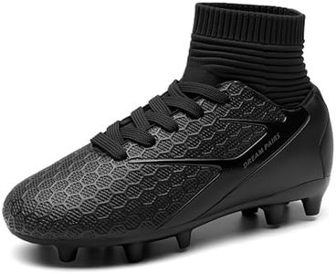 DREAM PAIRS Boys Girls Soccer Cleats Youth Firm Groud Outdoor Sport Athletic High Top Football Shoes for Little/Big Kid,Size 1.5 Little Kid,All/Black,HZ19002K