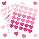 JarThenaAMCS 300Pcs Glitter Pink Heart Stickers 1.5 Inch Sparking Adhesive Heart Stickers Pink Gradient Valentine's Day Love Decals for Phone Guitar Notebook Gift Friends Family