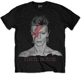 David Bowie 'Aladdin Sane' (Black) T-Shirt (2 Extra Large)