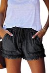 HVEPUO Lounge Shorts Black Jeans Denim Shorts Flowy Shorts Women Shorts for Summer Boyfriend Jeans Black Jean Shorts Women's Denim Shorts Women Jean Shorts Womens Shorts Denim Black M