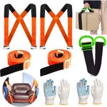 Furniture Moving Straps, YELIKIT 2-Movers Adjustable Lifting Straps with One Person Lifting Moving Strap, Moving for Secure Furniture, Appliances, Heavy, Bulky Objects Safely, More Easily (Orange)