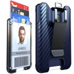 LIUGX Badge Holder/Card Holder/Portable Wallet with Metal Clip - Durable Polycarbonate ID/Credit Card Holder (Holds 1to 4 Cards) for Office, Laborer, Police, Work, Dark Blue, Rugged Badge Holder for 4