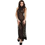 Jara Collection Women's Net Floral Maxi Babydoll (6655_Black_M)