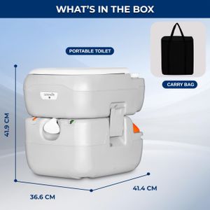 SereneLife Portable Camping Toilet 22L – Leak-Proof Cassette Porta Potty, White