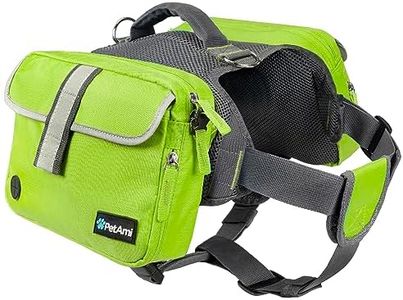 PetAmi Dog Backpack for Medium Large Dogs, Dog Saddle Bag for Dogs to Wear, Harness Saddlebag with Reflective Safety Side Pockets for Hiking, Camping, Vest Dog Pack for Travel (Green, Large)