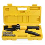 WiMas 10 Tons 9 Dies Hydraulic Crimping Tool, Wire Battery Cable Lug Terminal Crimper