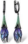 Santuzza Purple Tulip Silver Drop Earrings Genuine 925 Sterling Silver Exquisite Flower Handmade Enamel Dangle Earring Jewelry For Women