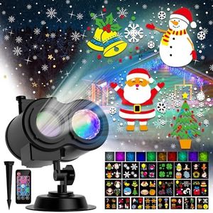 2024 Upgrade Christmas Halloween Projector Lights Outdoor, COOLWUFAN 2-in-1 Moving Patterns Landscape Lights, 30 HD Effects (3D Ocean Wave)Projection Light for Xmas Halloween Party Garden Decorations