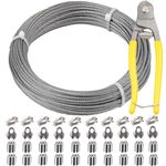 1/8 Inch Stainless Steel Wire Rope Cable Kit,7x7 Strands,100 ft Length,Wire Cable 1/8" with Cable Cutters, Sleeves, Thimbles, Clips, for Climbing Plants, Deck Railing, Fencing, Outdoor Hanging