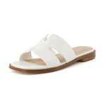 CUSHIONAIRE Women's Voyage slide sandal +Memory Foam, Wide Widths Available, White, 7