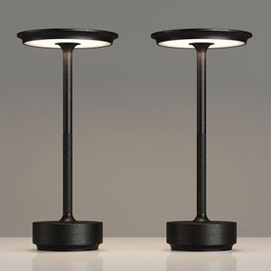 TBBGA 2 Pack Rechargeable Table Lamps Cordless, Portable 5000mAh Outdoor Table Light, 3 Color Stepless Dimming LED Table Lamp with Memory Function, for Home/Dinner/Patio/Restaurant.(Diamond Black)