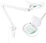 Brightech LightView Pro XL Magnifying Desk Lamp with Clamp, Adjustable Magnifying Glass with LED Light for Crafts, Reading, Close Work, Dimmable Light Magnifier with Wide Glass Lens