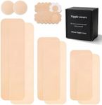 Dopheuor Precut Silicone Boob Tape Nipple Pasties, 6Pcs Soft Stretch Breast Lift Tape for Large Bust A-G Cup, Sweatproof Invisible Reusable Strapless Backless Beige