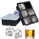 Amity.hy Ice Cube Tray 2 Pack - Silicone Ice Cube Trays with lid -12 Pcs Reusable Large Ice Cube Molds, Flexible & Easy Release, BPA Free, Perfect for Cocktail, Whiskey, Baby Food (Black)