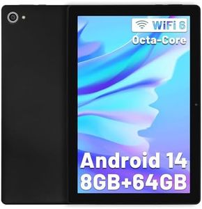 Android 14 Tablet 10 Inch Tablet Octa-Core 8GB+64GB(TF 1TB), Android Tablet 1280x800 HD IPS Tablet Wi-Fi 6 Model/Widevine L1/5000mAh/Dual Camera/Face ID Tablet PC 2024 - Black