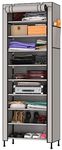 MY ARMOR Multipurpose Wardrobe for Clothes/Cabinet/Multipurpose Storage Rack, Foldable, Collapsible Fabric Wardrobe Organizer for Clothes, 1-Door, 9 Shelves/Cabin - Grey