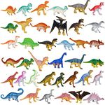 39Pcs Mini Dinosaur Toys, Dinosaurs Play Set Plastic Realist Dinosaur Figures for Kids Cake Topper Dinosaur Party Decorations for Kids