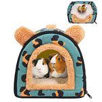 Pantula Guinea Pig Bed House - Cave Cozy Large Hamster Small Animal Beds Hideout with Removable Pad for Hamster Rabbit Hedgehog Chinchilla Bearded Dragon and Ferret (Blue Leopard)