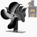 Wood Stove Fan 4 Blades Silent Operation Wood/Log Burner/Fireplace- Color Black