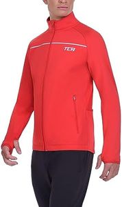 TCA Veste de Course à Pied et de Cyclisme Thermique pour Hommes. Veste Coupe-Vent, Réfléchissante et Respirante avec poches zippées - Rouge, M
