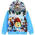 DYWPYCLQ Kids Boys Hoodies Fashion Sweatshirts Clothing YouTube Pullover Game Cartoon Jacket top Zipper Coat 5-13years (as1, Age, 5_Years, 6_Years, Blue)