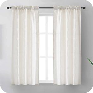 GIRASOLE Home® Coppia Tende Semi Oscuranti Fantasia Cuori con Fili d'Argento Tenda per Soggiorno e Camera da Letto 2 Pannelli con Tasca (Bianco, 70x145cm)