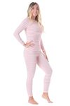 Rocky Thermal Underwear for Women (Long Johns Thermals Set) Shirt & Pants, Base Layer with Leggings/Bottoms Ski/Extreme Cold, Standard Weight (Pink Striped - Small)