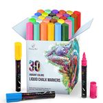 Liquid Chalk Markers 30 Colors By Positive Art: Bright Colors, Painting and Drawing For Kids and Adults, Window and Board Art For Bistros, Bars and Stores, Easy To Wipe and Use, Reversible Tip