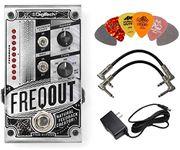 Digitech FREQOUT Natural Feedback Creator Pedal Bundle with 9V Power Supply, 2 Patch Cables and 6 Assorted Dunlop Picks