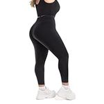 Leafigure Leggings for Women UK Plus Size Black Gym Leggings High Waisted for Workout Yoga XXL