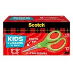 Scotch 5-Inch Soft Touch Pointed Kid Scissors, 12 Count Teacher Pack, Green (1442P-12)