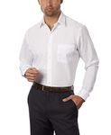 Van Heusen Men's Dress Shirt Fitted Poplin Solid, White, 17" Neck 32"-33" Sleeve