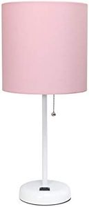 Limelights LT2024-POW Stick Charging Outlet Table Lamp, Iron, White Base/Light Pink Shade