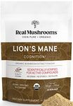 Real Mushrooms Lions Mane Mushroom Extract Powder 60grams - Certified Organic, Perfect for Shakes, Smoothies, Coffee and Tea