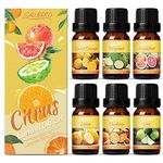 Salubrito Citrus Essential Oils Set for Diffuser, Fragrance Oil | Sweet Orange, Bergamot, Lemon, Grapefruit, Mandarin Orange, Lime Scented Oil for Soap Making, Candle Making