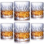 Whiskey Glasses Set of 6, 10 oz Crystal Whiskey Glass Cups, 100% Lead-Free Cocktail Glasses for Scotch Bourbon Whisky Glass with Luxury Box