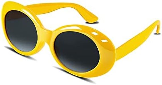 FEISEDY Sunglasses White Oval Clout Goggles for Women Men Retro Round Trendy Rimmed Clueless Costume Frame B2253