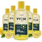 Vyom India Hand Sanitizer Gel, 70% Alcohol Based Hand Sanitizer Liquid, Herbal Lemon Sanitizer Gel, 99.99% Effective Against Germs, Anti Bacterial & Skin Friendly - 120ml X 5