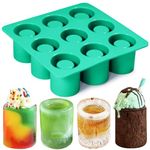 Vidotim Shot Glass Silicone Molds 9-Cavity Round, Silicone Baking Set For Chocolate, Candy,Ice Cube Trays for Freezer Green