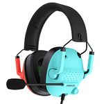 Jeecoo J50 Gaming Headset for Switch PS4 PS5 Xbox One S/X - Stereo Sound Headphones with Microphone, Folding, Lightweight Comfortable Fit Compatible with PC Laptop Mobile Devices - Red & Blue